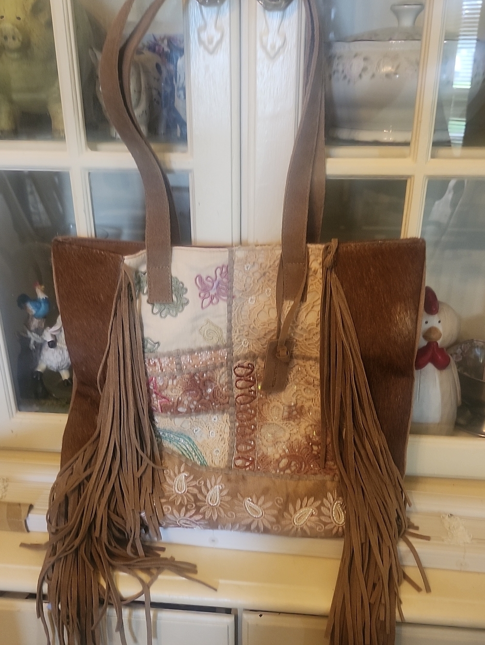 Shyanne Fringed Patchwork And Cowhide Tote Bag - Brown